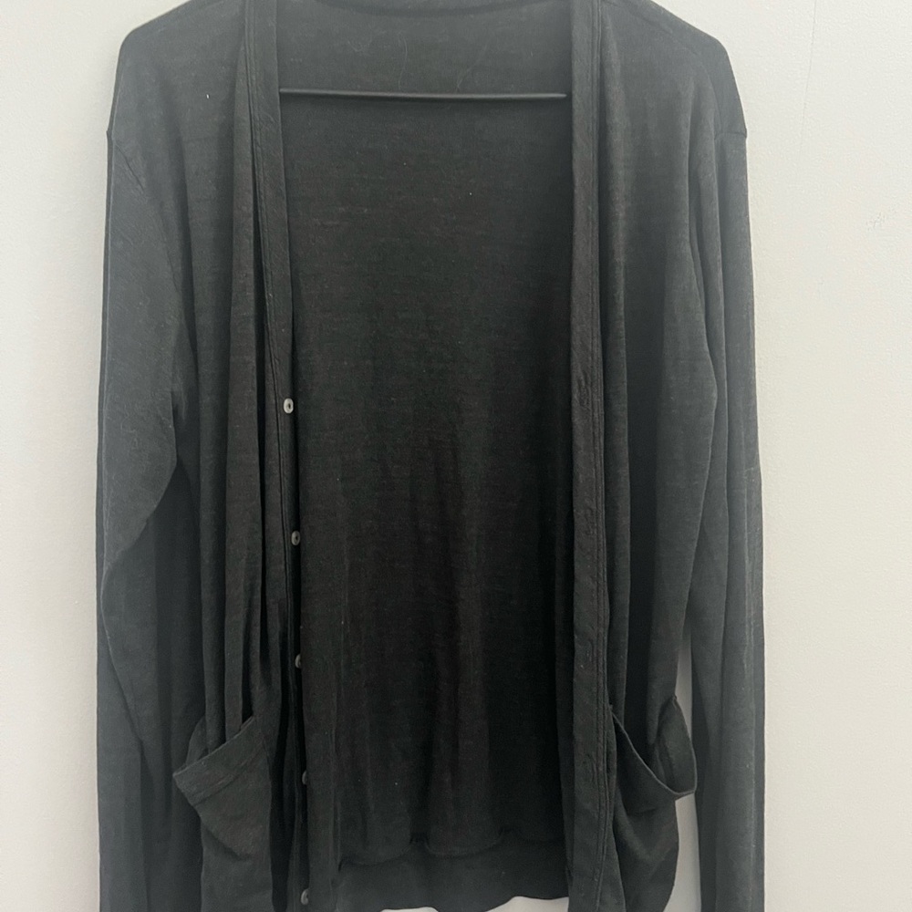 medium gray cardigan